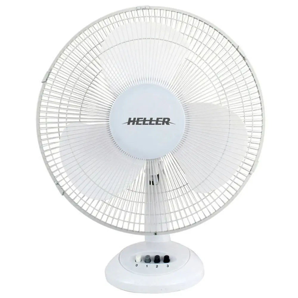 Heller HHDF30SG Table/Desk Fan 40W Tilt Adjustable Head Air Cooler 30cm WHT