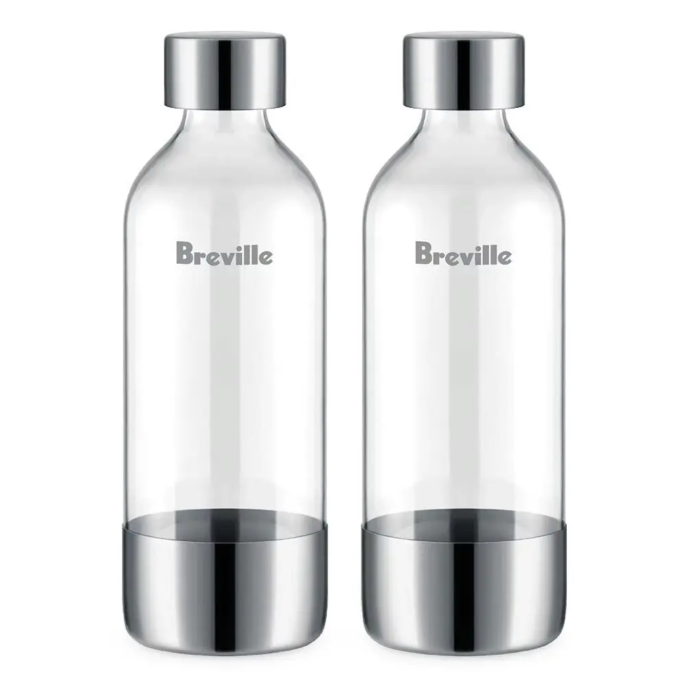 2pc Breville The InFizz Water Carbonating Bottle Accessory Pack Clear 1L