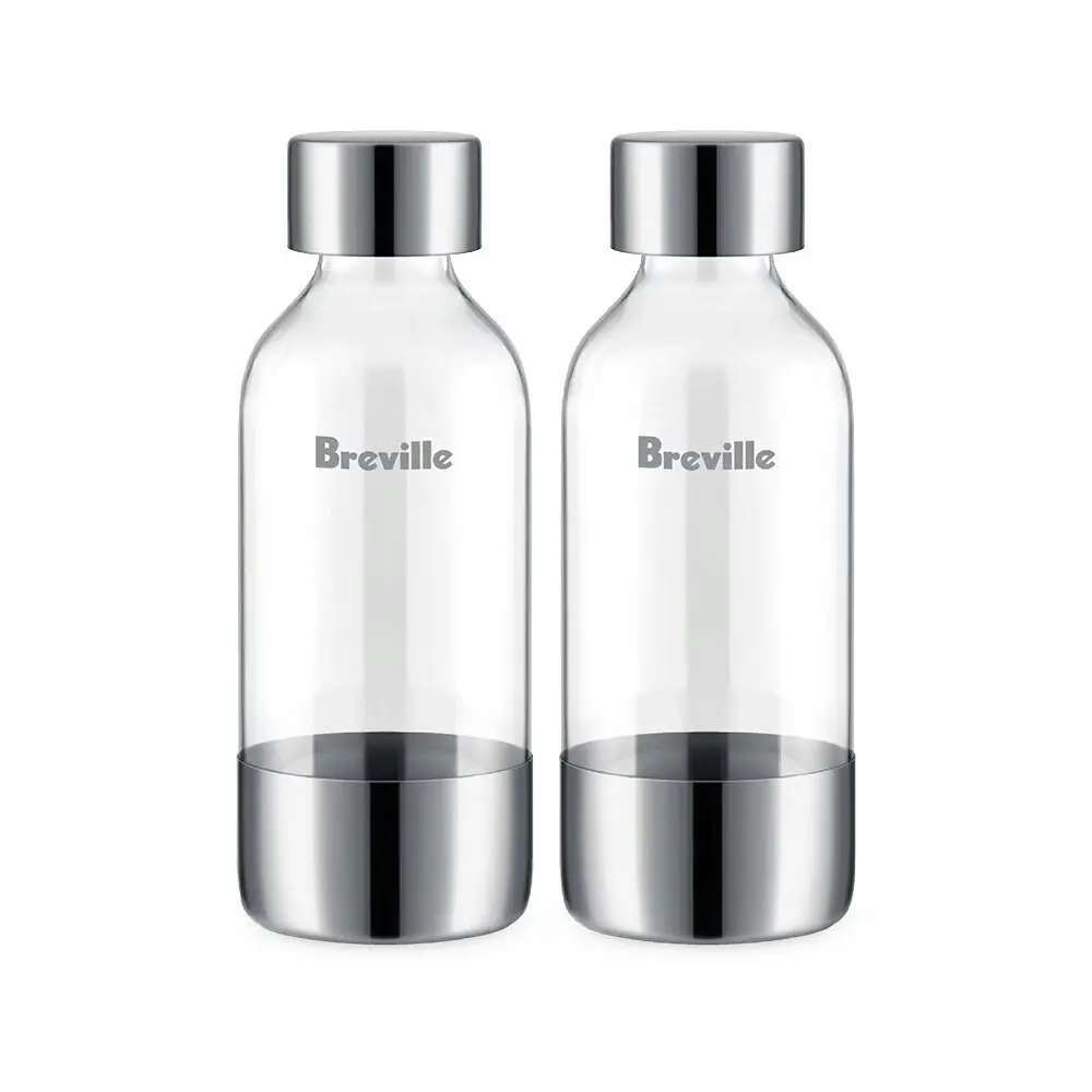 2pc Breville The InFizz Water Carbonating Bottle Accessory Pack Clear 0.6L