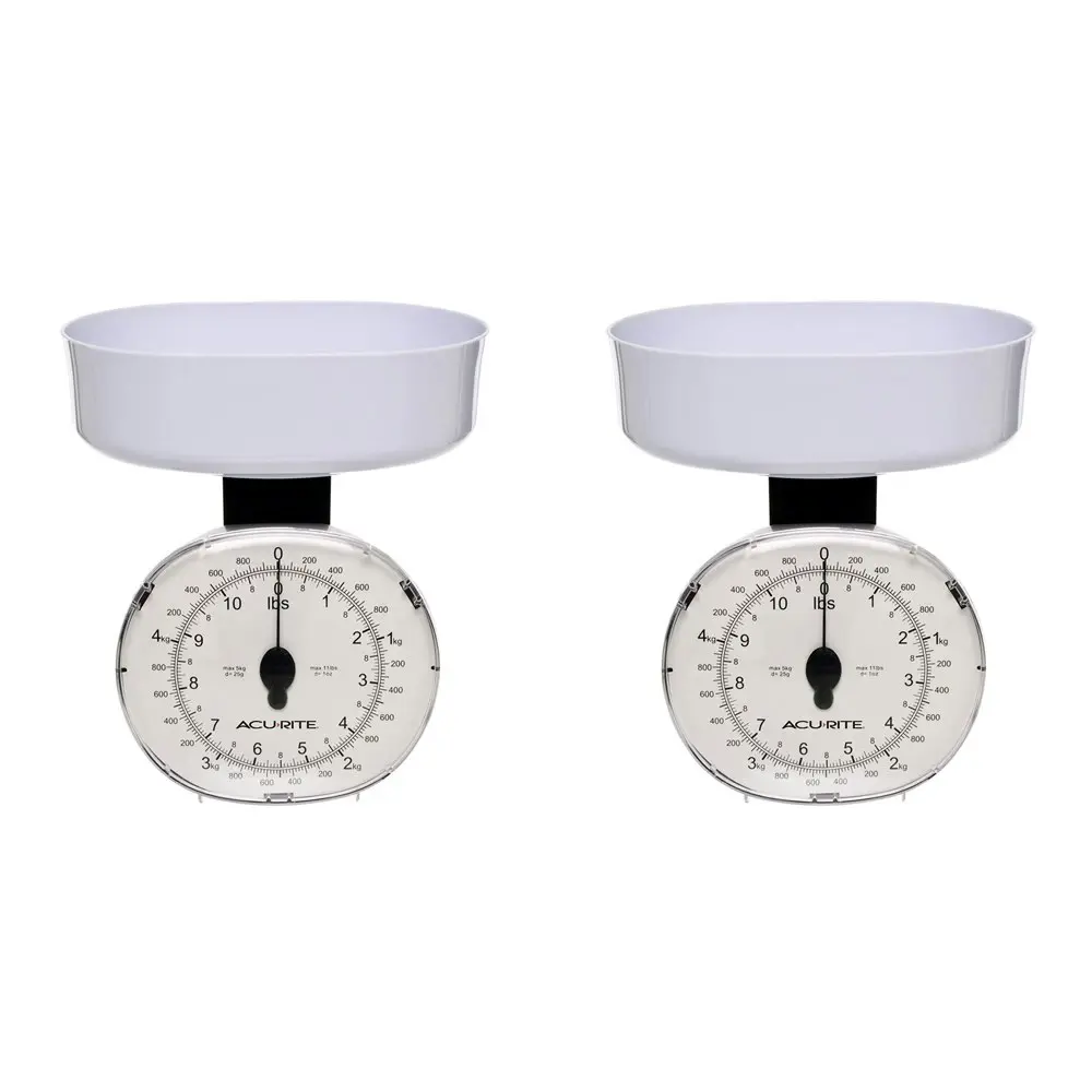 2x AcuRite Kitchen Analogue Scale 25g/5kg White Home Kitchen Cooking Instrument