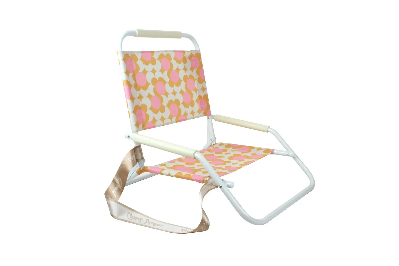 Good Vibes 60x58cm Beach/Outdoor Chair Foldable Retro Dot w/ Steel Frame White