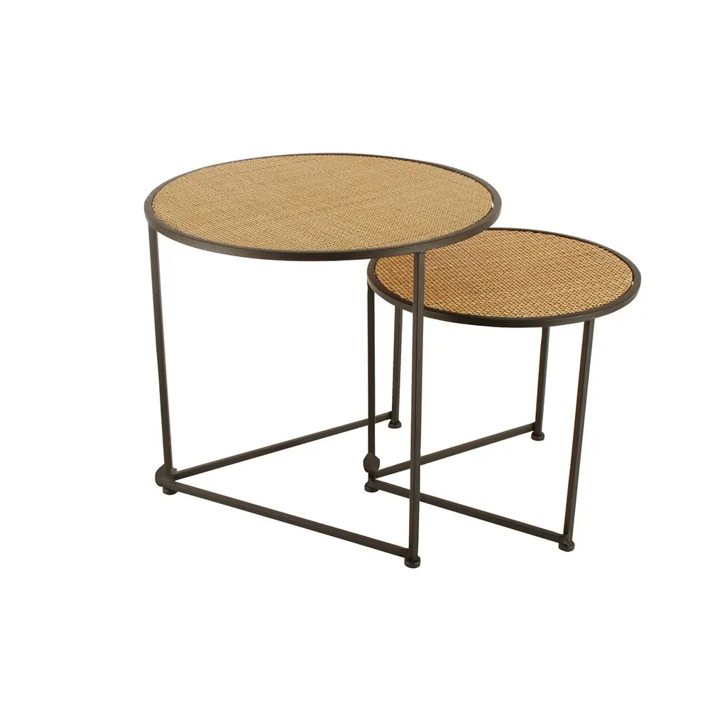 2pc Maine & Crawford Lieo 36/46cm Round Nesting Side Table Furniture Matte Black