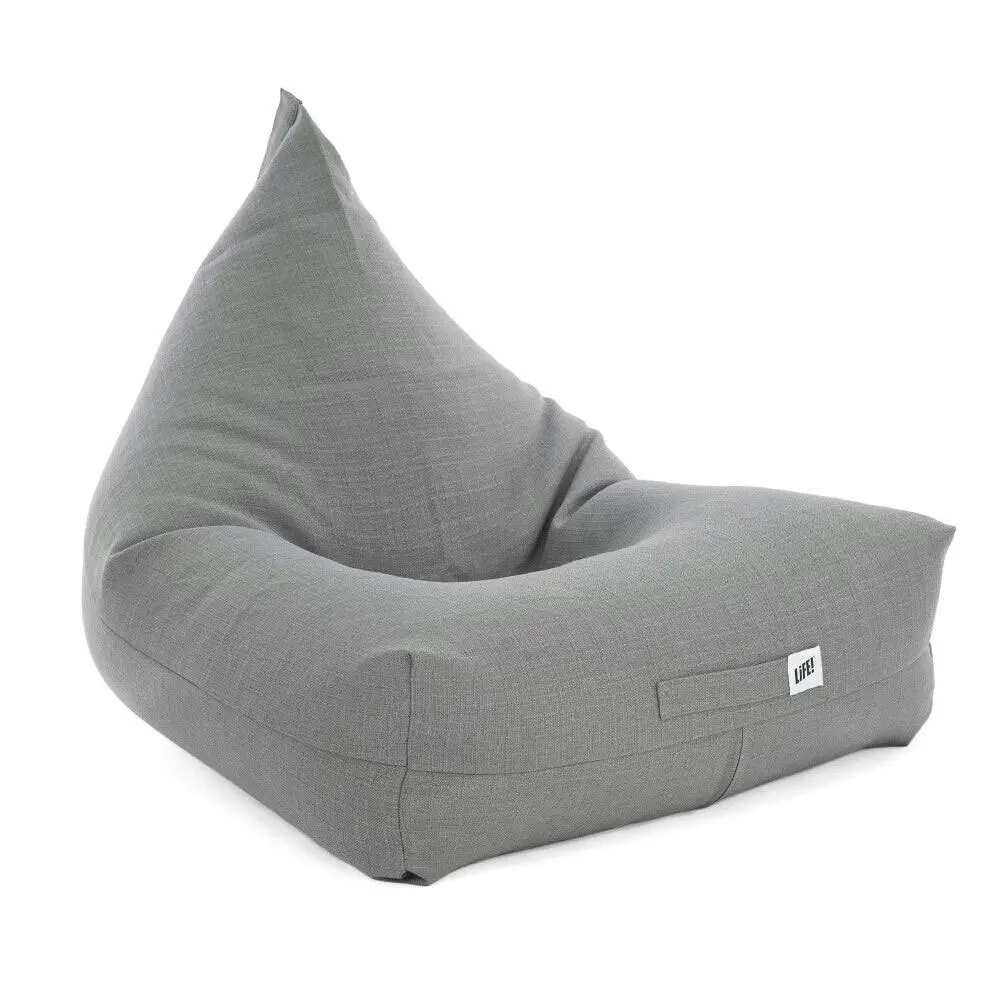 Life! Luna 80x100cm Linen Style 250L Bean Bag Adult Lounge Cover w/Liner Grey