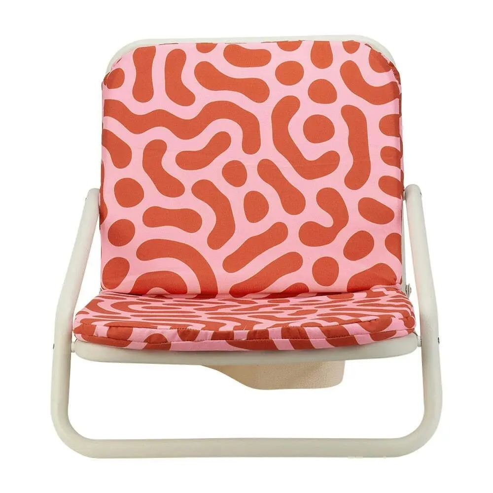 Annabel Trends Deluxe Beach Chair Portable Folding Outdoor Seat Red Squiggle