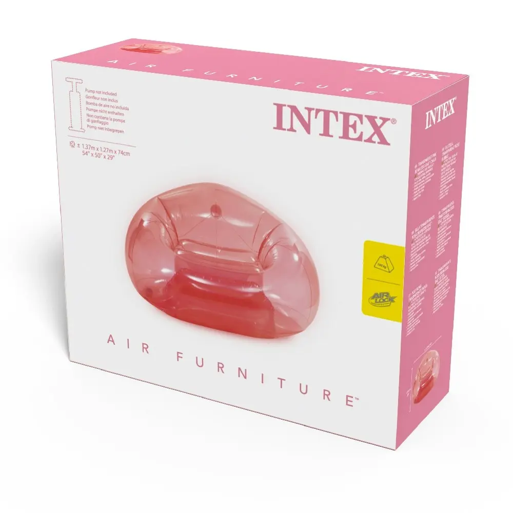 Intex Transparent Pink Beanless Bag Inflatable Lounge Chair 1.37x1.27m