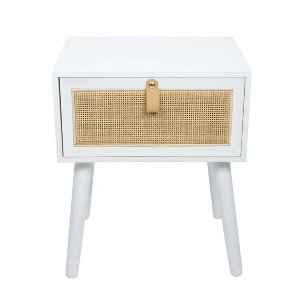 Maine & Crawford Hilla 49cm Bedside Table KD Rattan Home/Room Furniture White