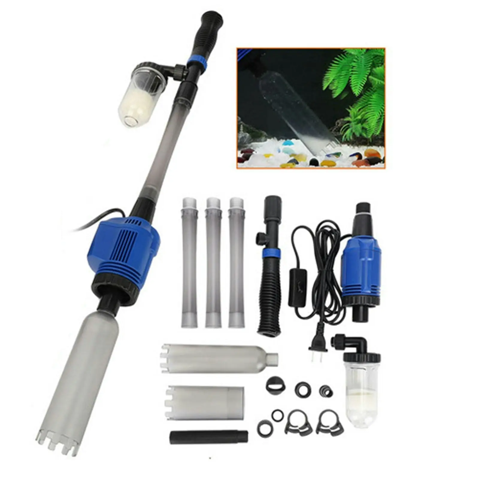 Electric Aquarium Fish Tank Cleaner Water Exchanger Siphon Vacuum Sand