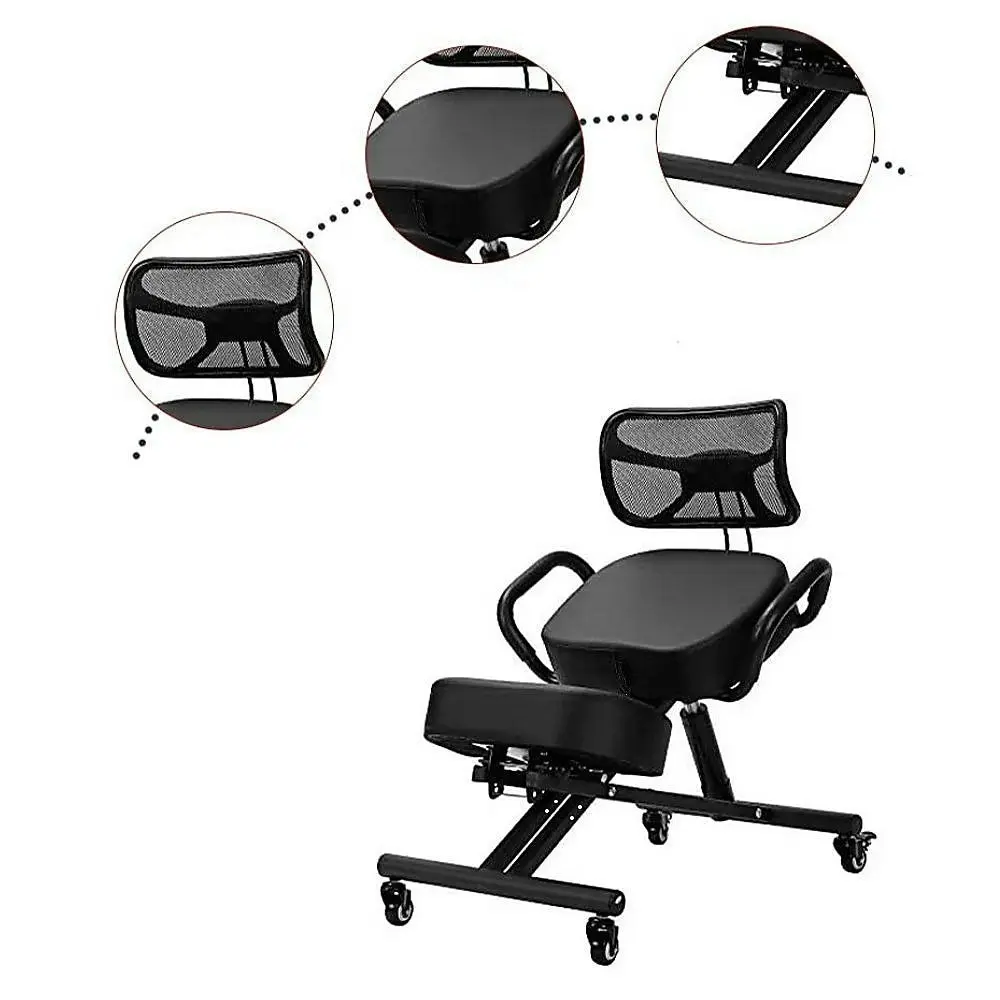 Ergonomic Kneeling Posture Chair With Backrest Adjustable Height And Casters