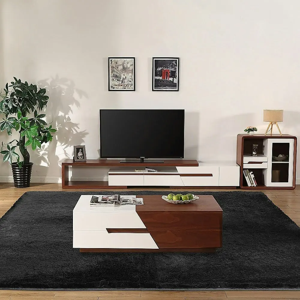 230X200cm Floor Rugs Large Shaggy Area Carpet Bedroom Living Room Mat - Black - One Size