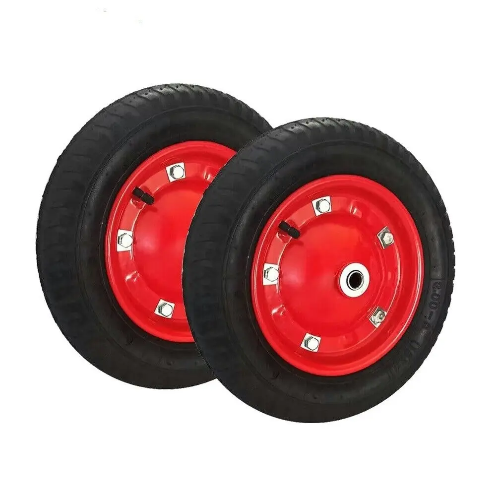 2-Piece 13Inch 3.00-8 Wheelbarrow Trolley 16Mm Bore Tyre Wheels Pneumatic - One Size