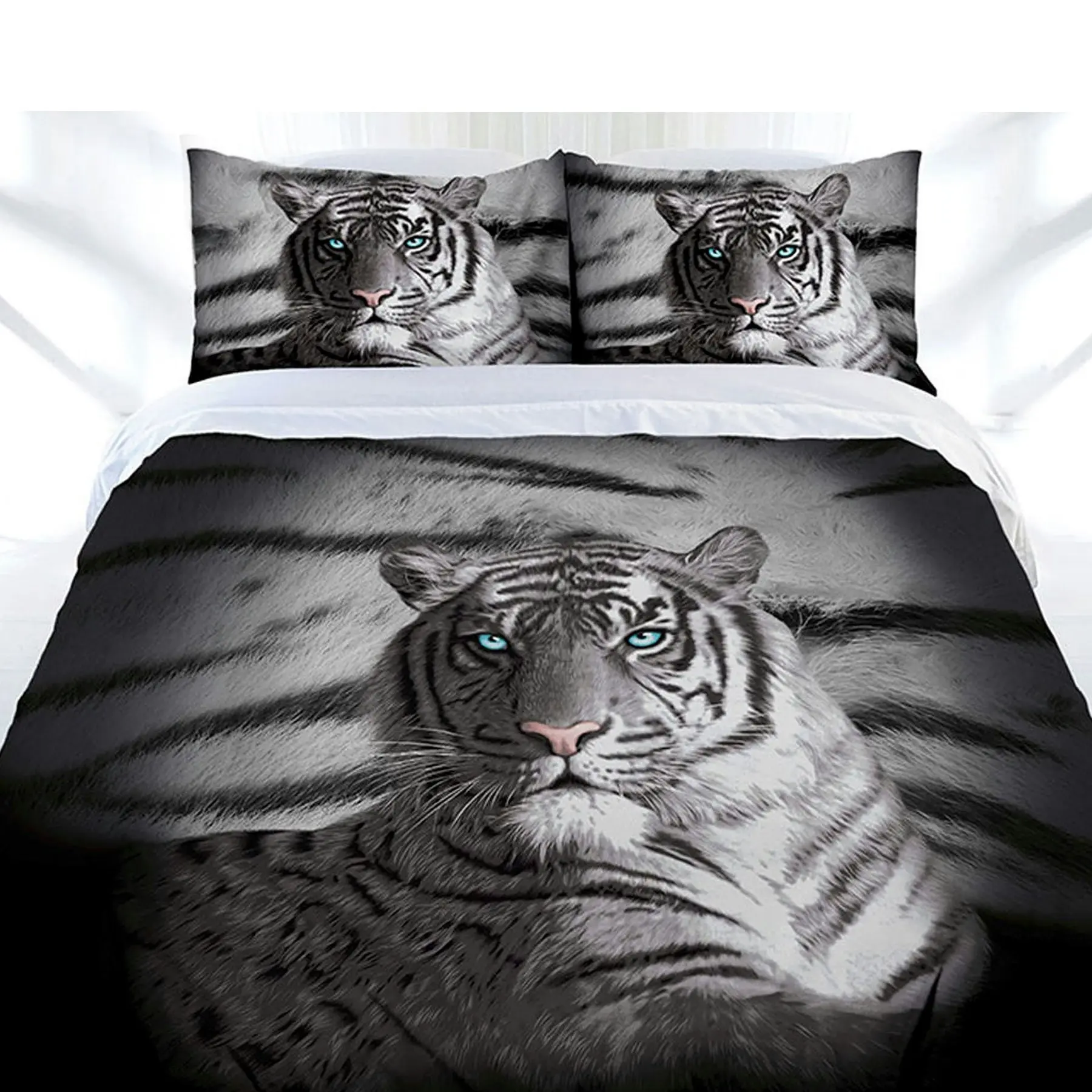 Just Home Blue Eyes Stripes Tiger Quilt Cover Set Double - One Size