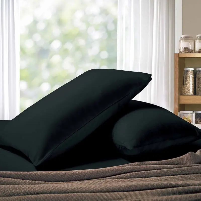 1000Tc Premium Ultra Soft Standrad Size Pillowcases 2-Pack - Black - One Size