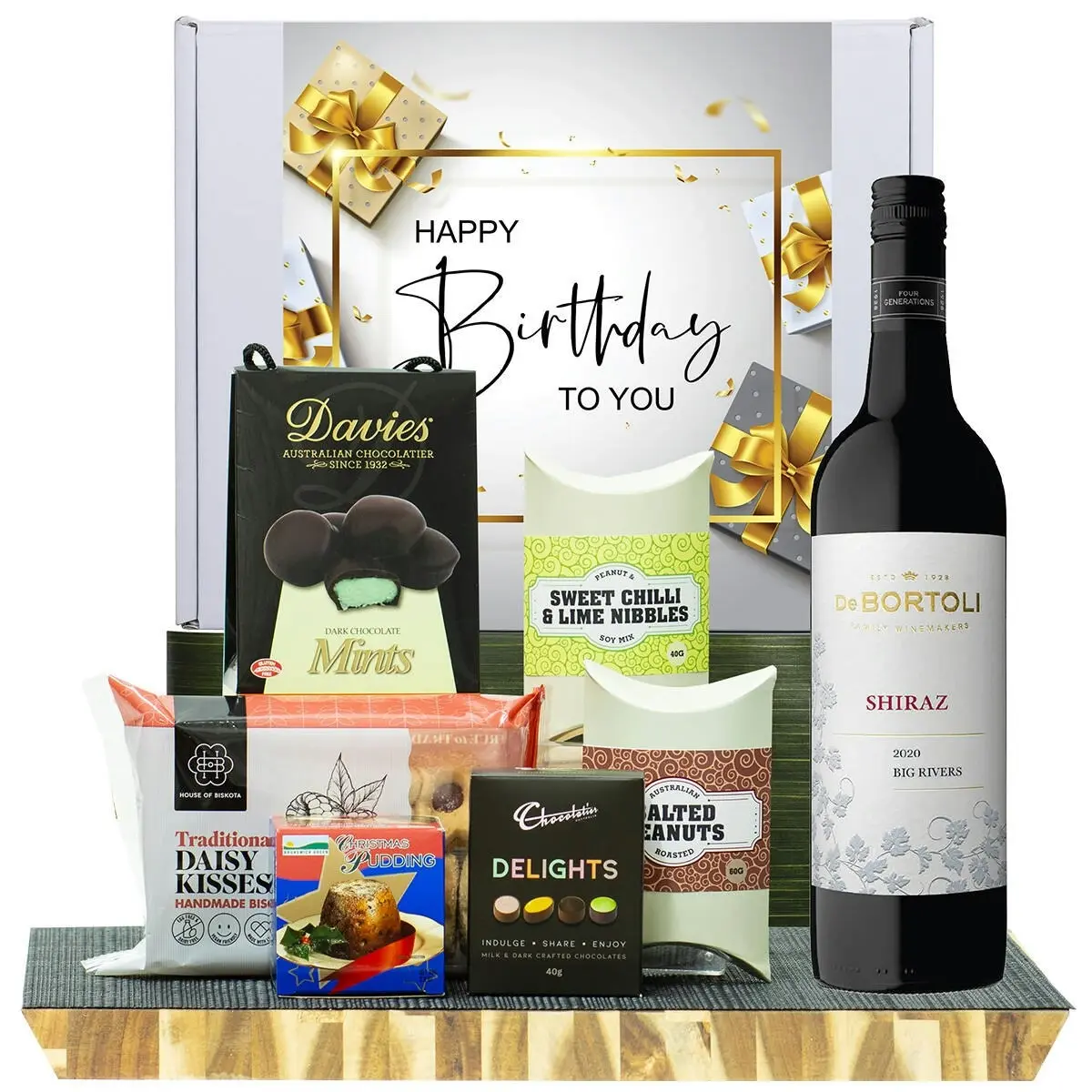 26521C Happy Birthday Hamper with De Bortoli Big Rivers Shiraz