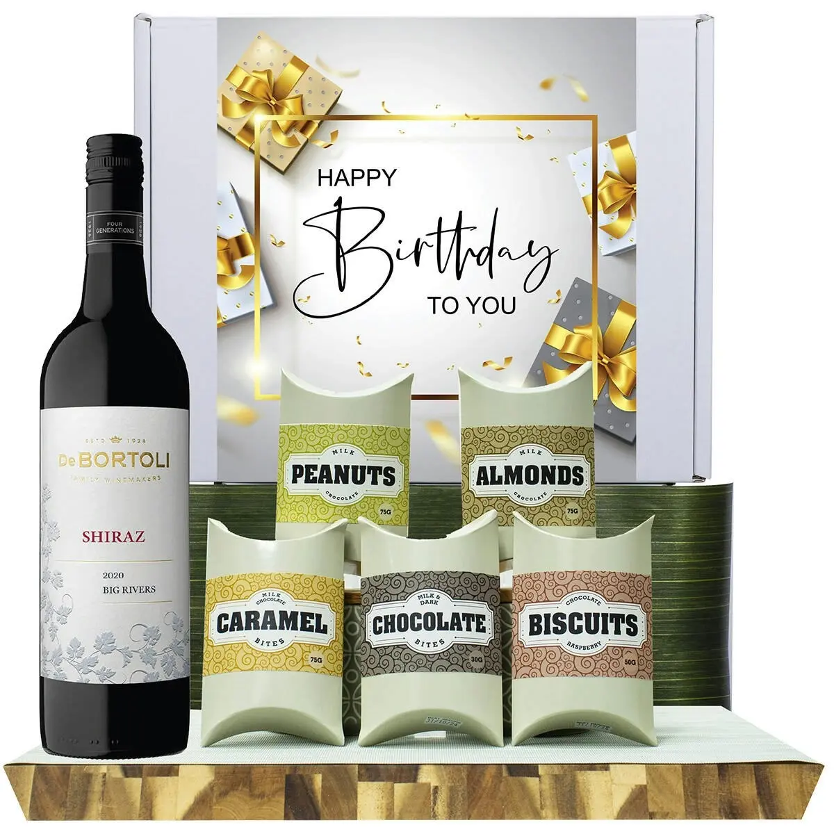 20721C Happy Birthday Gourmet Hamper with De Bortoli Big Rivers Shiraz