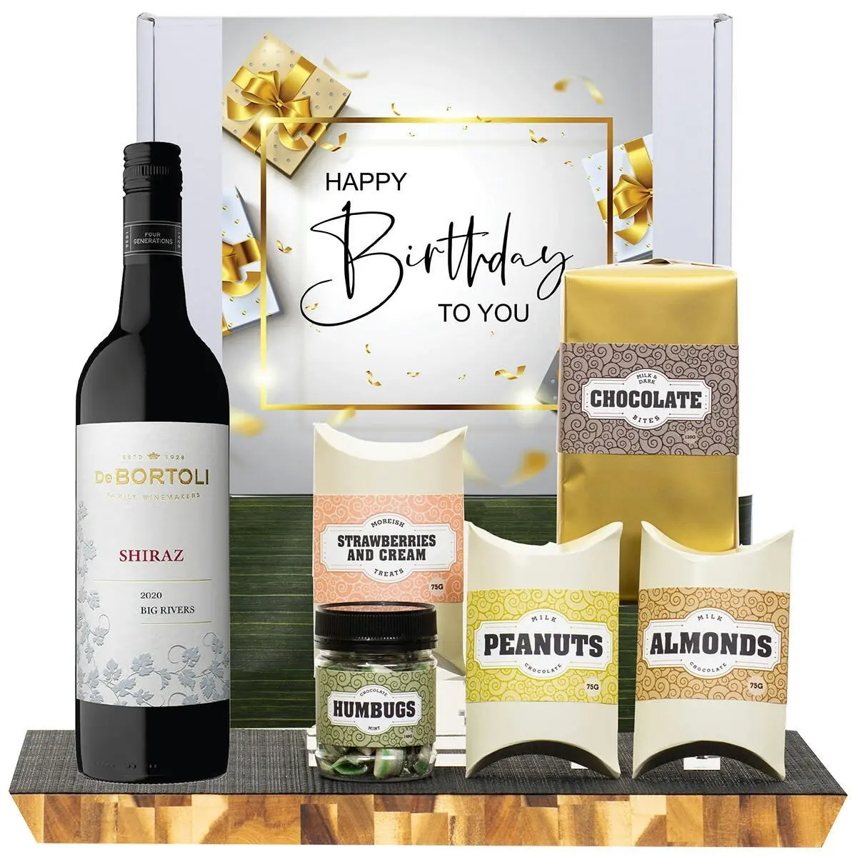 21221C Happy Birthday Gourmet Hamper with De Bortoli Big Rivers Shiraz