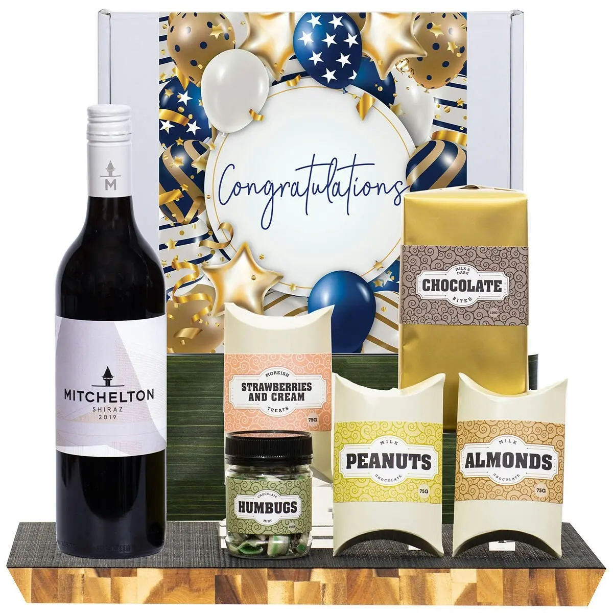 21251F Congratulations Gourmet Hamper with Mitchelton Shiraz