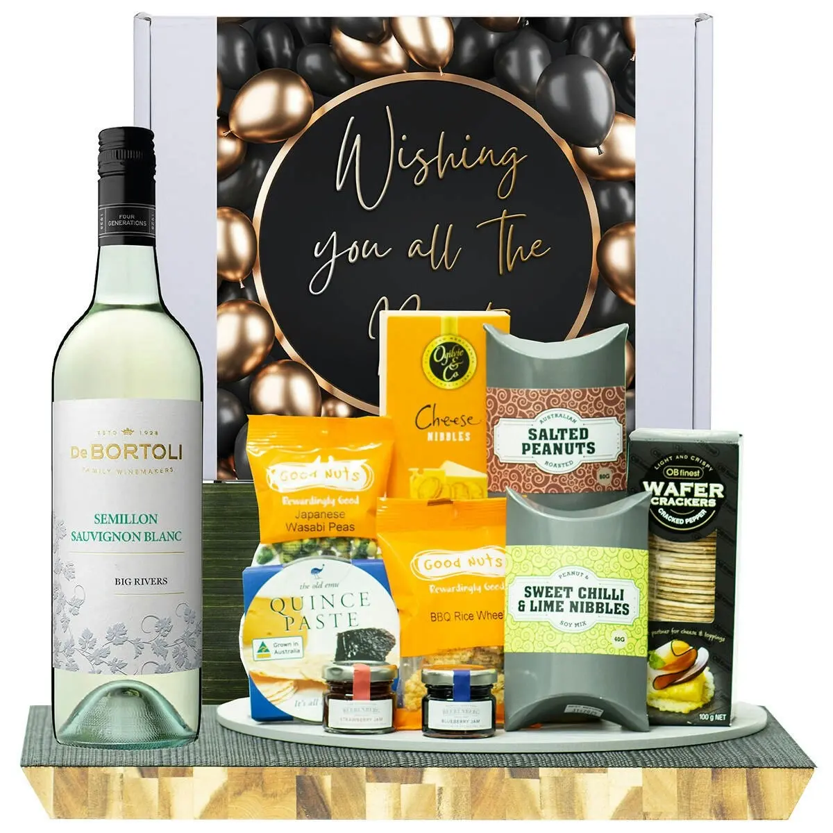 22922D All The Best Gourmet Hamper with De Bortoli Big Rivers Semillon Sauvignon Blanc