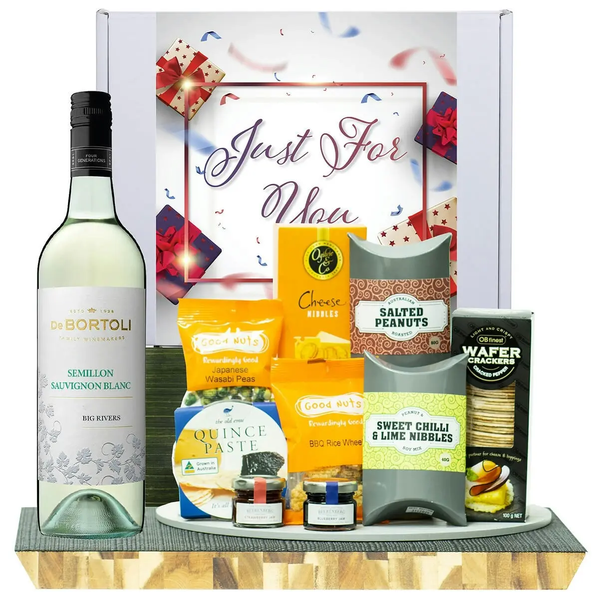 22922E  Just For You Gourmet Hamper with De Bortoli Big Rivers Semillon Sauvignon Blanc