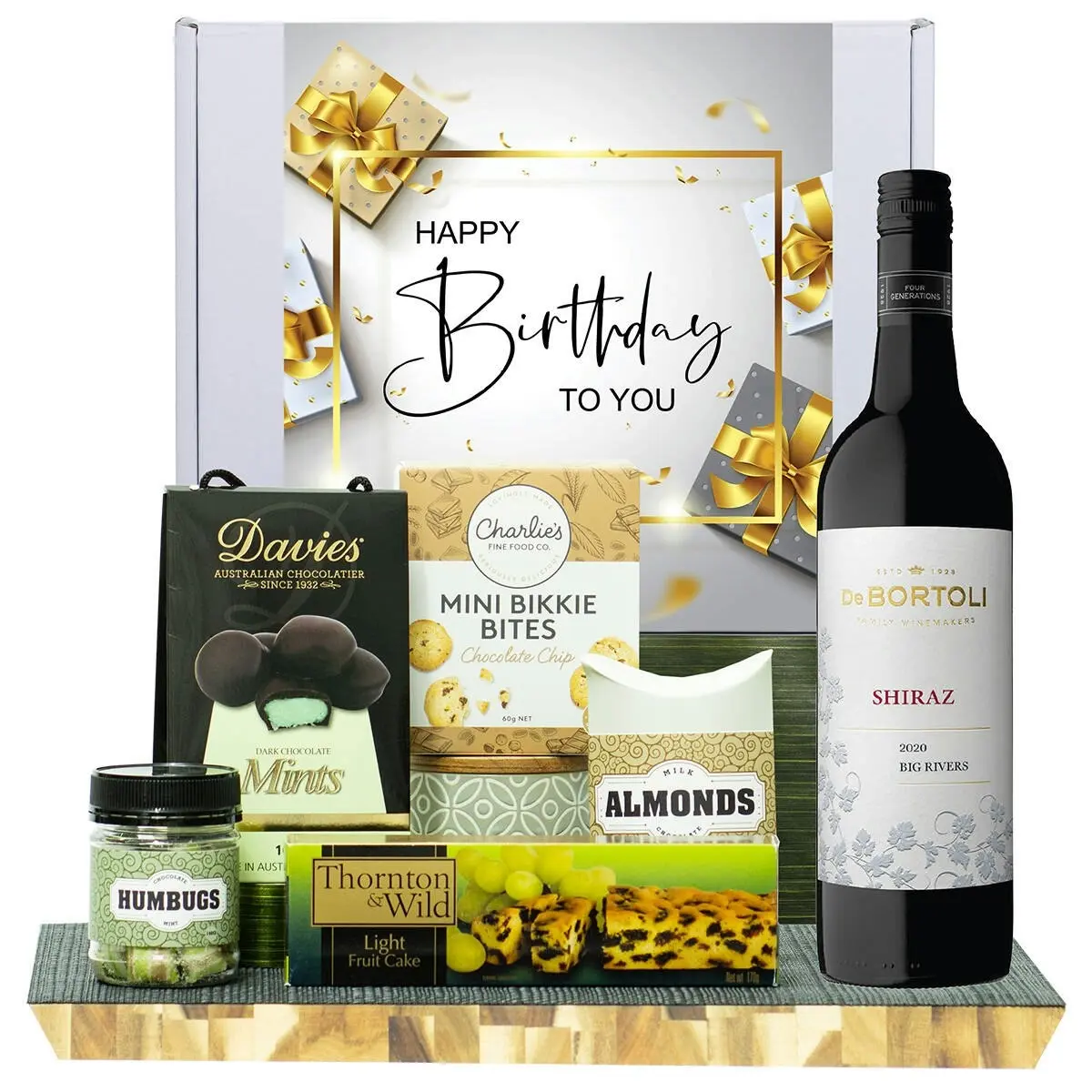 23821C Happy Birthday Gourmet Hamper with De Bortoli Big Rivers Shiraz