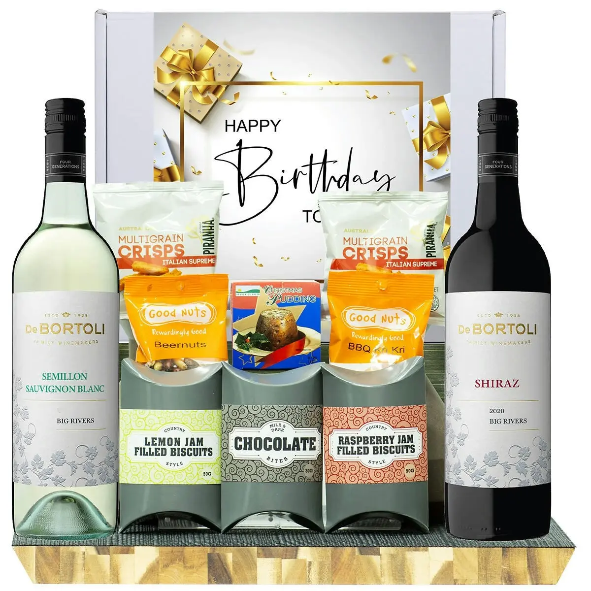 25223C Happy Birthday Gourmet Hamper with De Bortoli Big Rivers