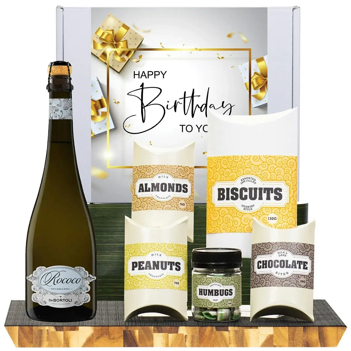 21436C Happy Birthday Gourmet Hamper with De Bortoli Rococo Premium Cuvee