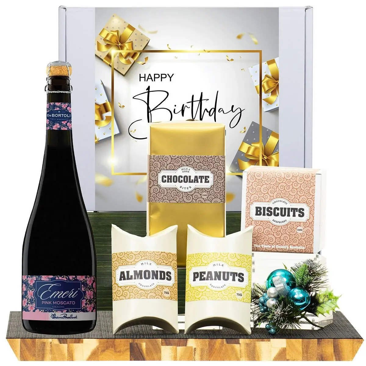 21638C Happy Birthday Gourmet Hamper with De Bortoli Emeri Moscato