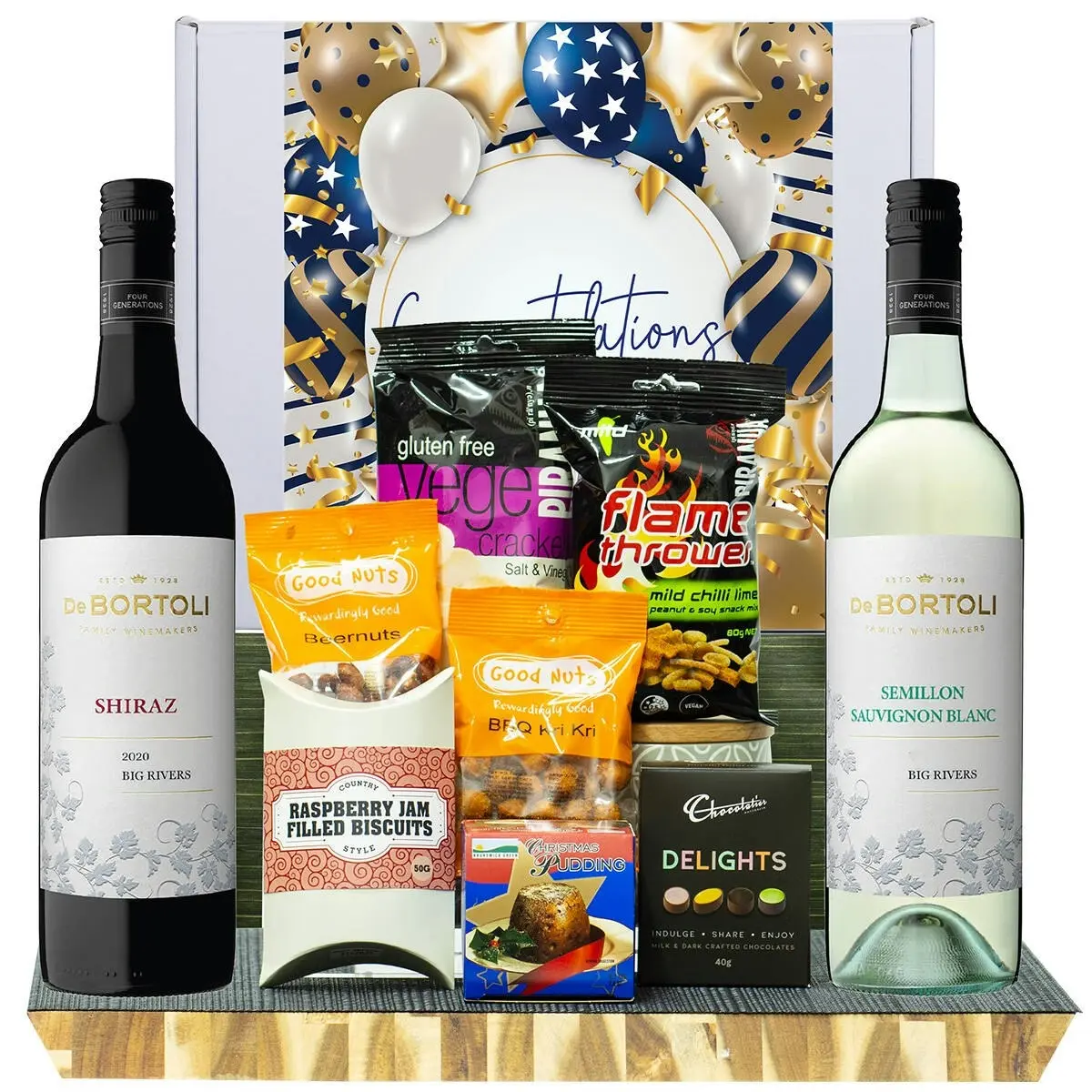 27023F Congratulations Hamper with De Bortoli Big Rivers Shiraz