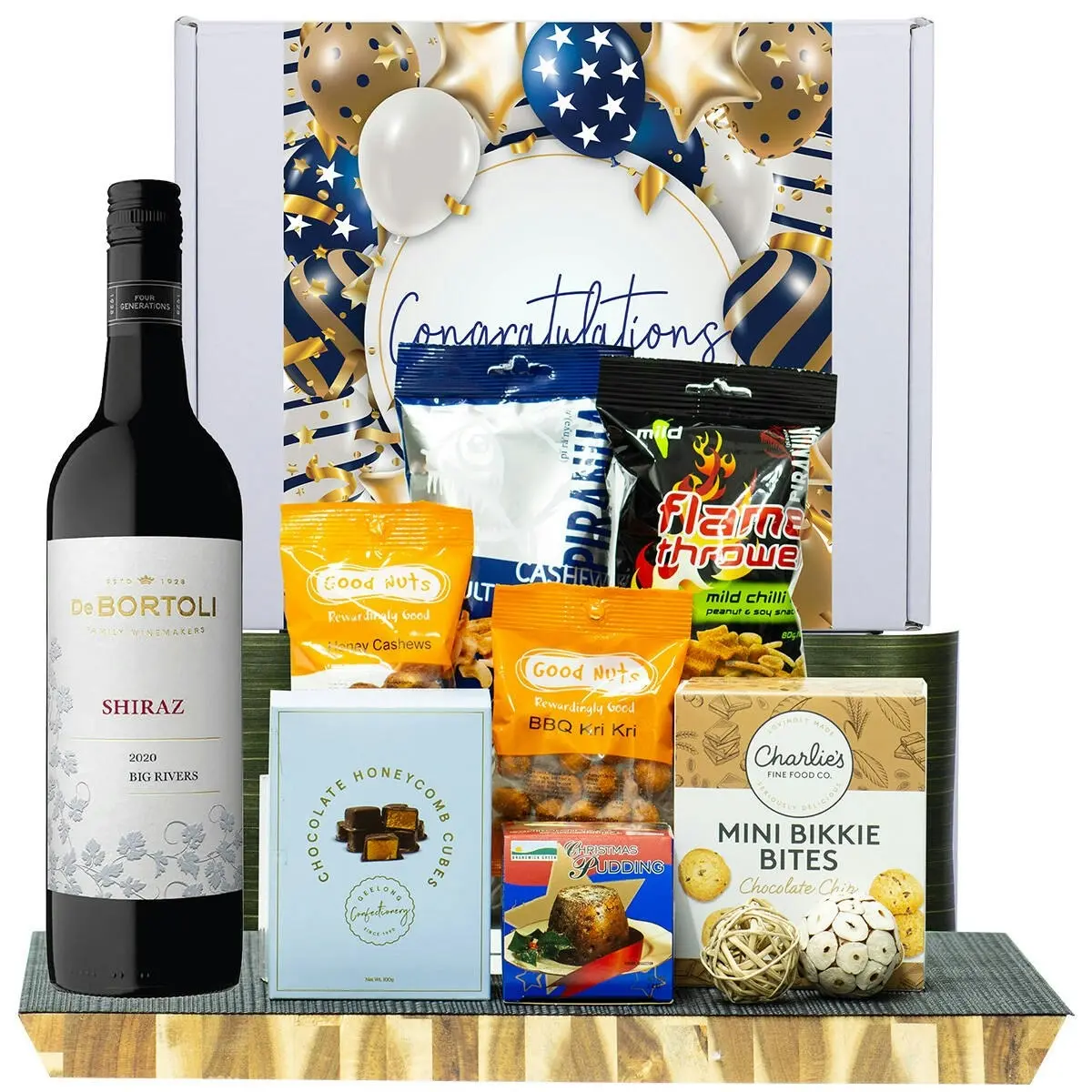 27121F Congratulations Hamper with De Bortoli Big Rivers Shiraz