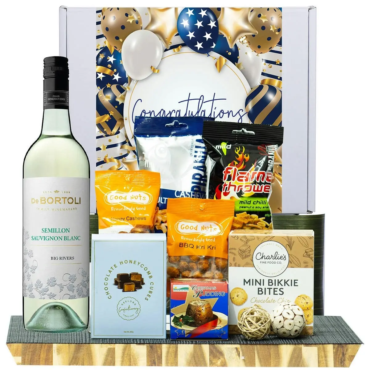 27122F Congratulations Hamper with De Bortoli Big Rivers Semillon Sauvignon Blanc