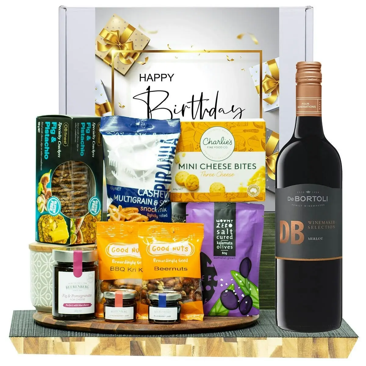 23224C Happy Birthday Gourmet Hamper with De Bortoli DB Merlot