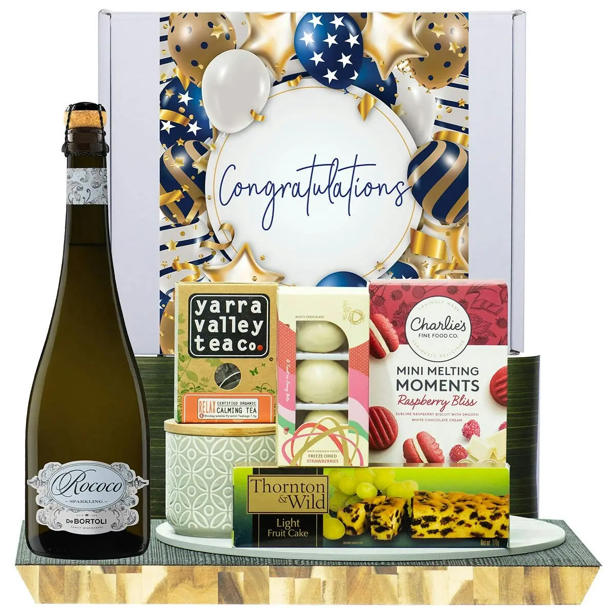 22336F Congratulations Gourmet Hamper with De Bortoli Rococo Premium Cuvee