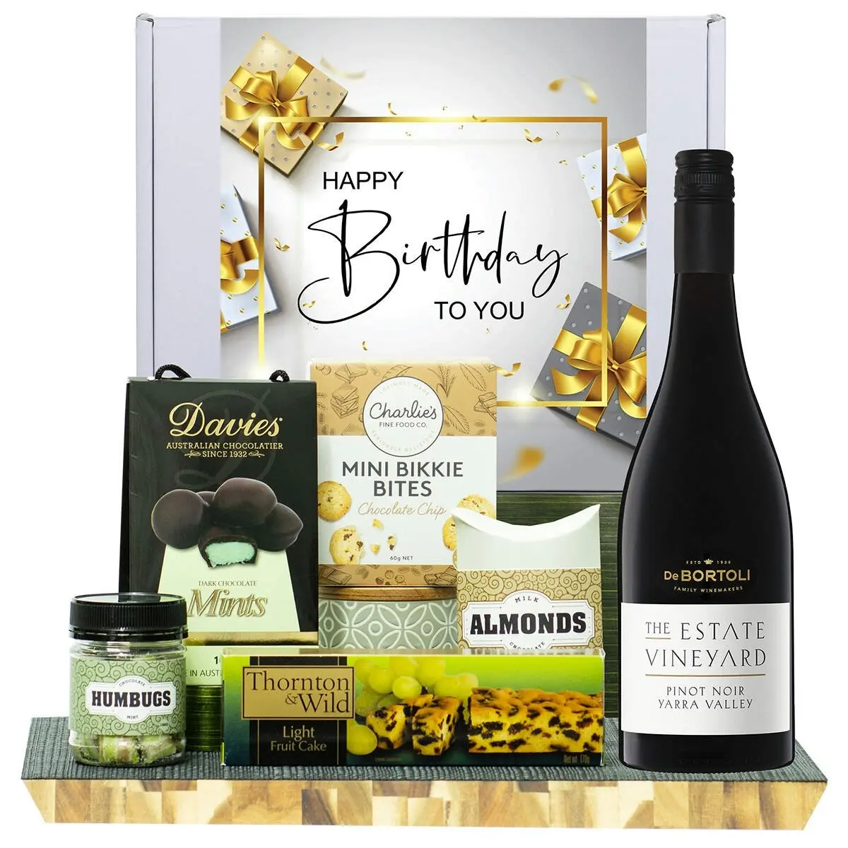 23827C Happy Birthday Gourmet Hamper with De Bortoli The Estate Collection Pinot Noir