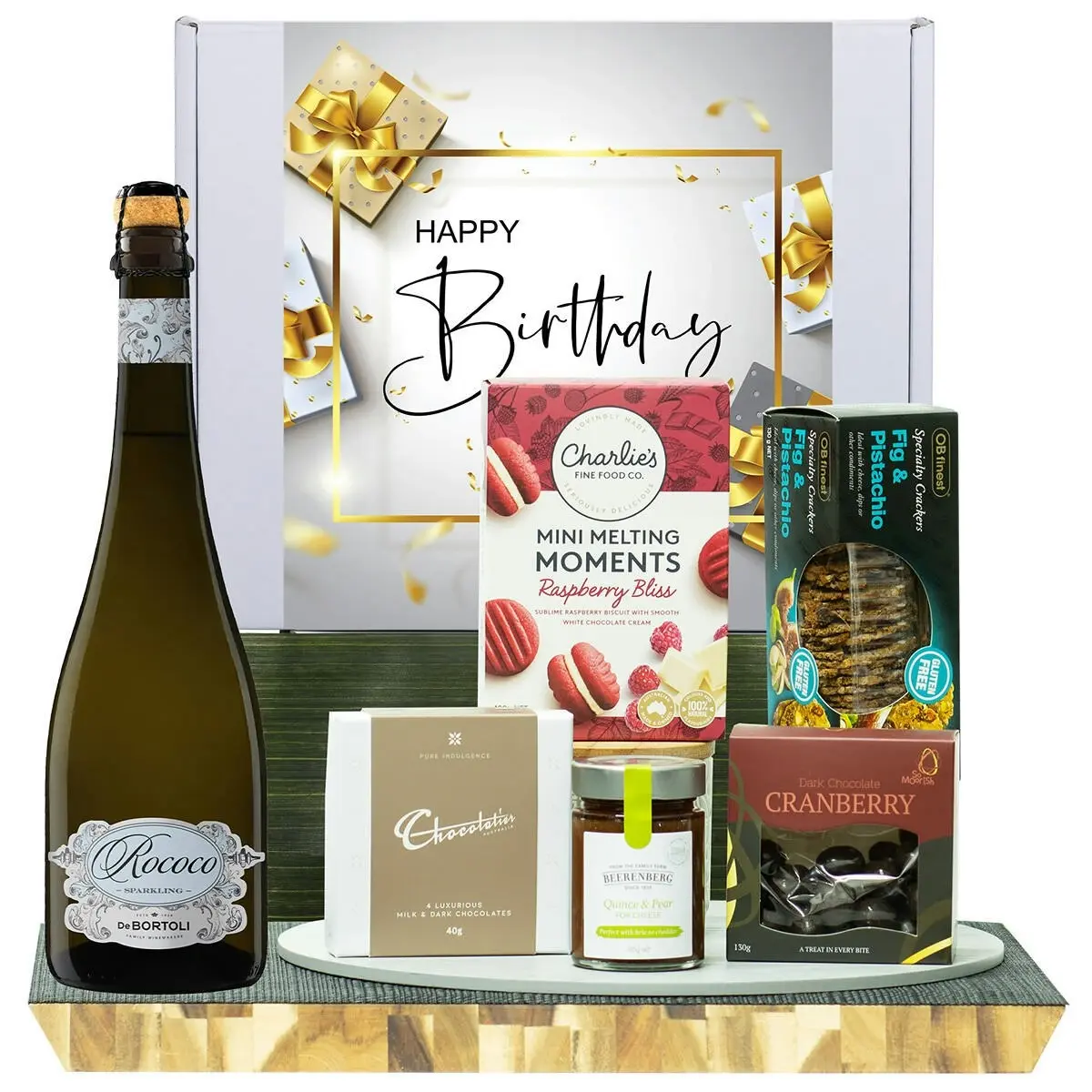 22036C Happy Birthday Gourmet Hamper with De Bortoli Rococo Premium Cuvee