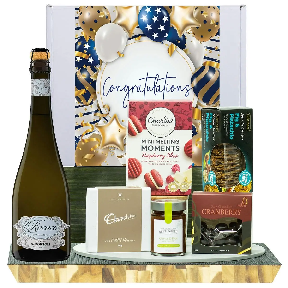 22036F Congratulations Gourmet Hamper with De Bortoli Rococo Premium Cuvee