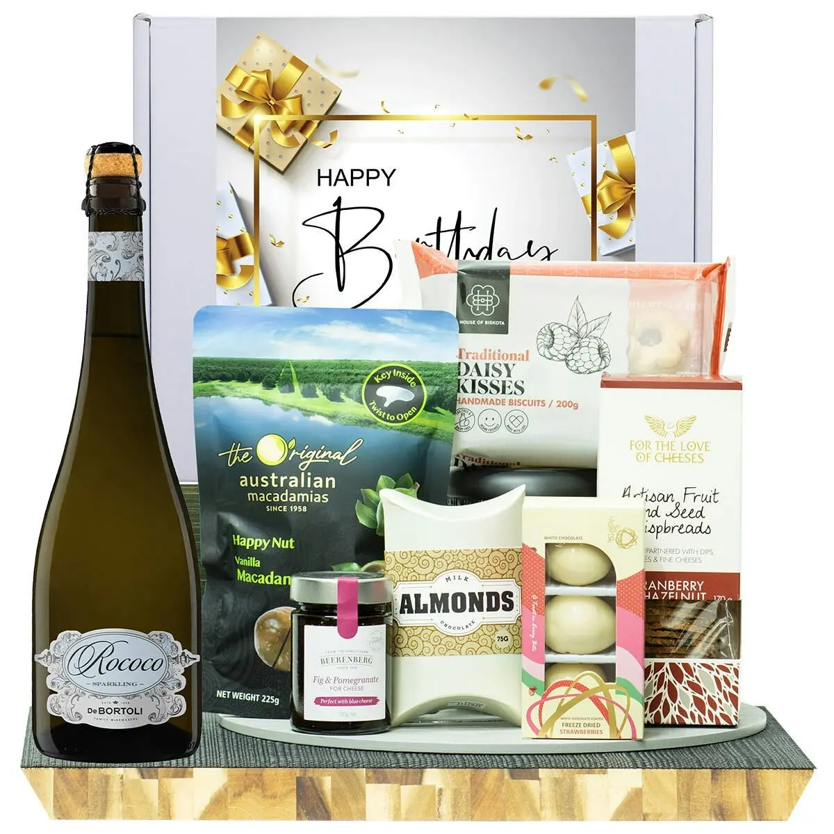 22736C Happy Birthday Gourmet Hamper with De Bortoli Rococo Premium Cuvee