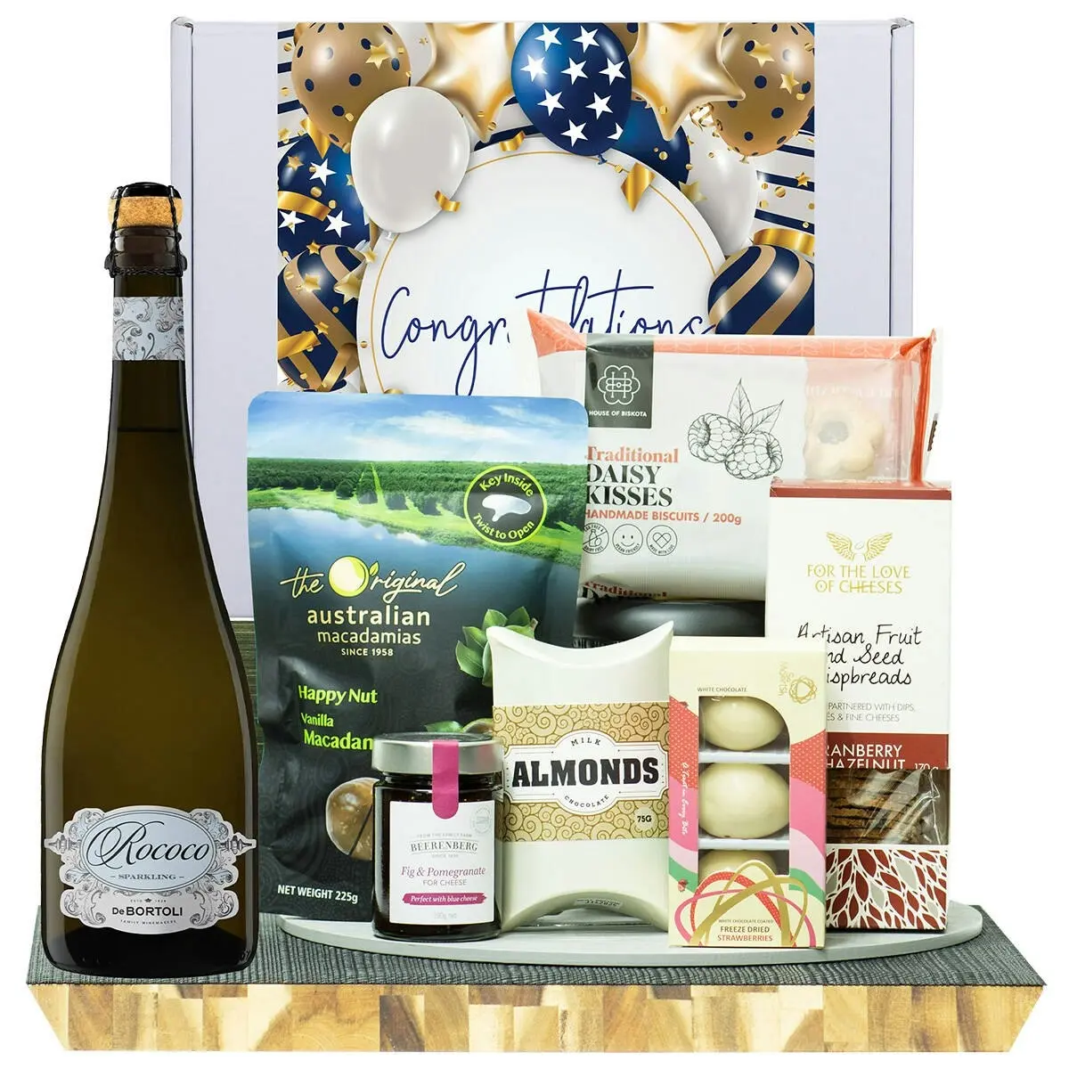 22736F Congratulations Gourmet Hamper with De Bortoli Rococo Premium Cuvee