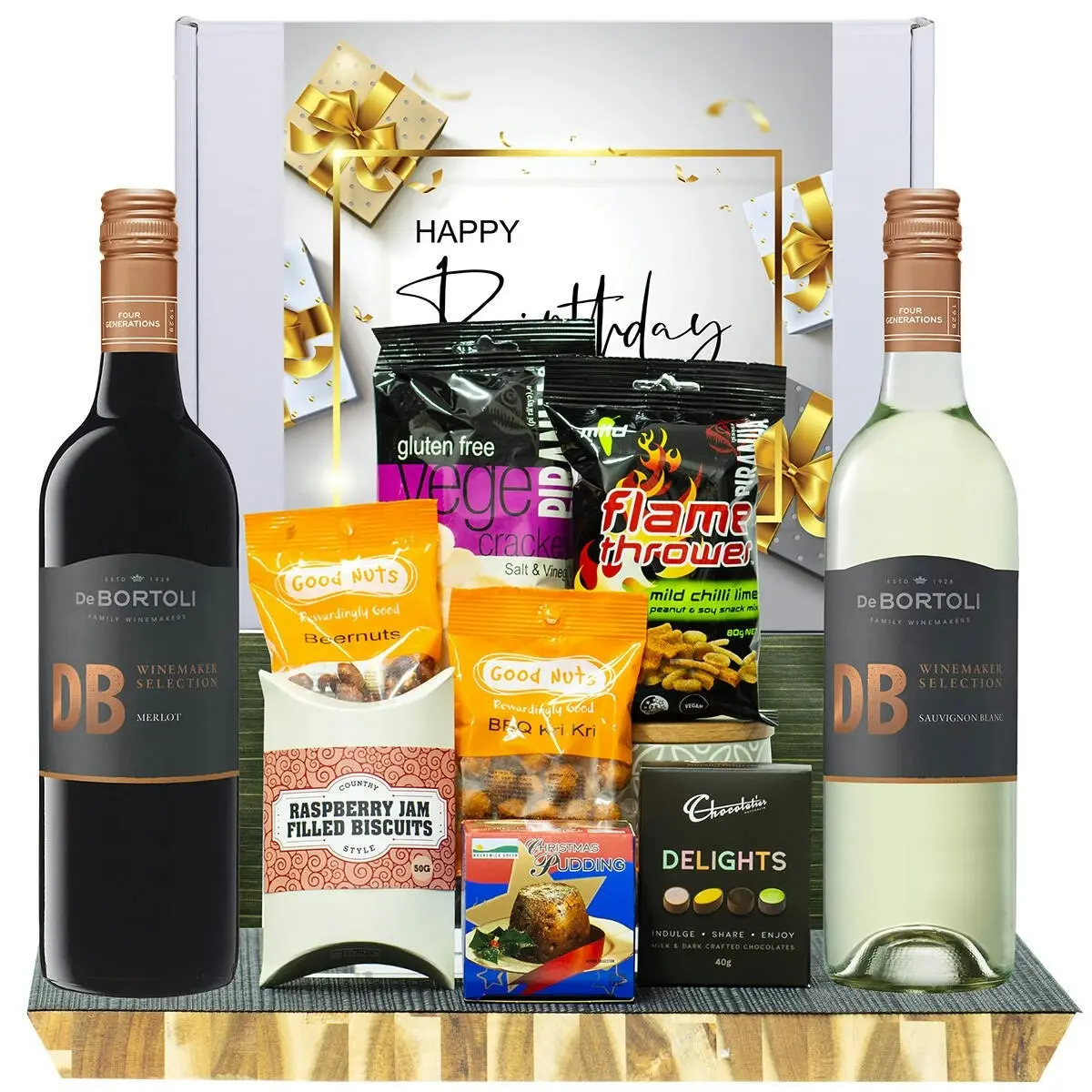 27026C Happy Birthday Hamper with De Bortoli DB Merlot