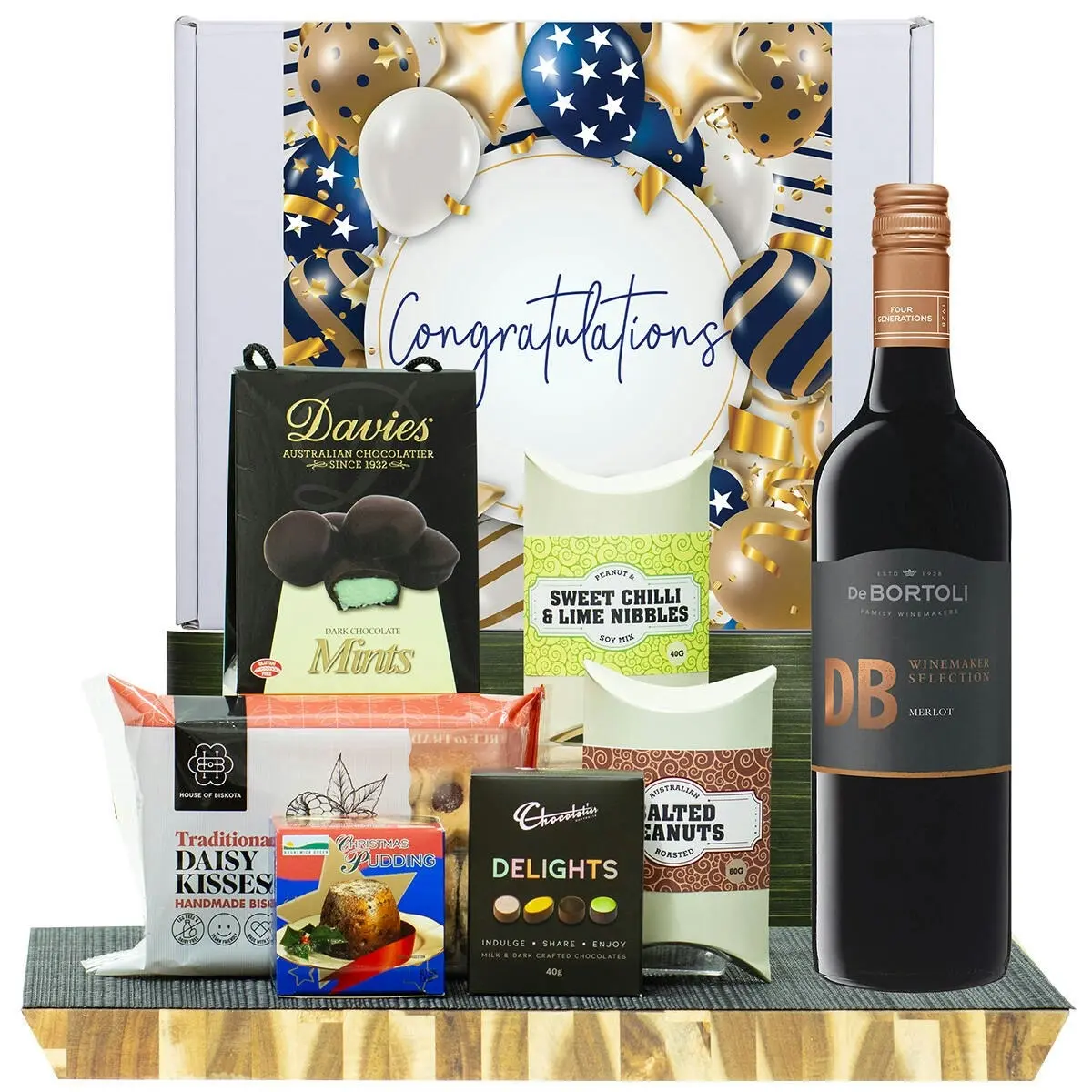 26524F Congratulations Hamper with De Bortoli DB Merlot