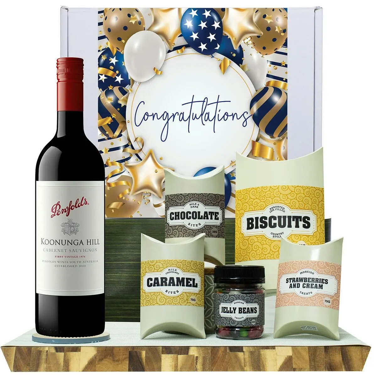 20502F Congratulations Gourmet Hamper with Penfolds Koonunga Hill Cabernet Sauvignon