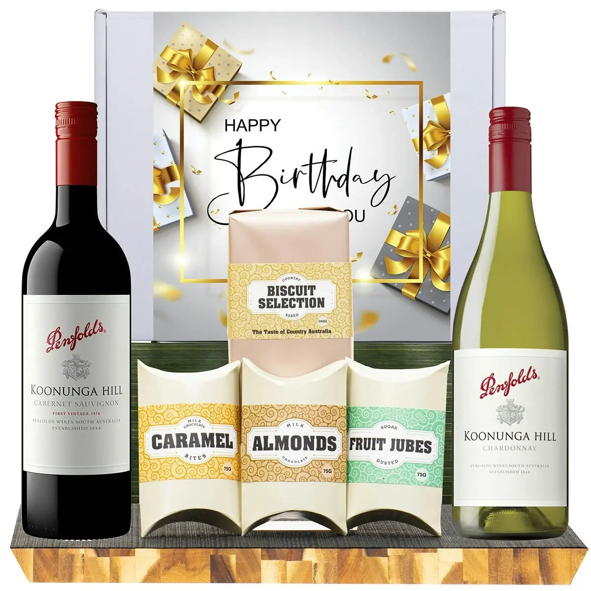 21004C Happy Birthday Gourmet Hamper with Penfolds Koonunga Hill