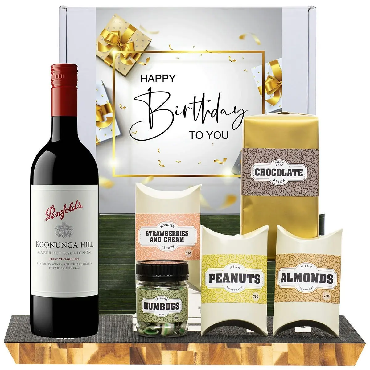 21202C Happy Birthday Gourmet Hamper with Penfolds Koonunga Hill Cabernet Sauvignon