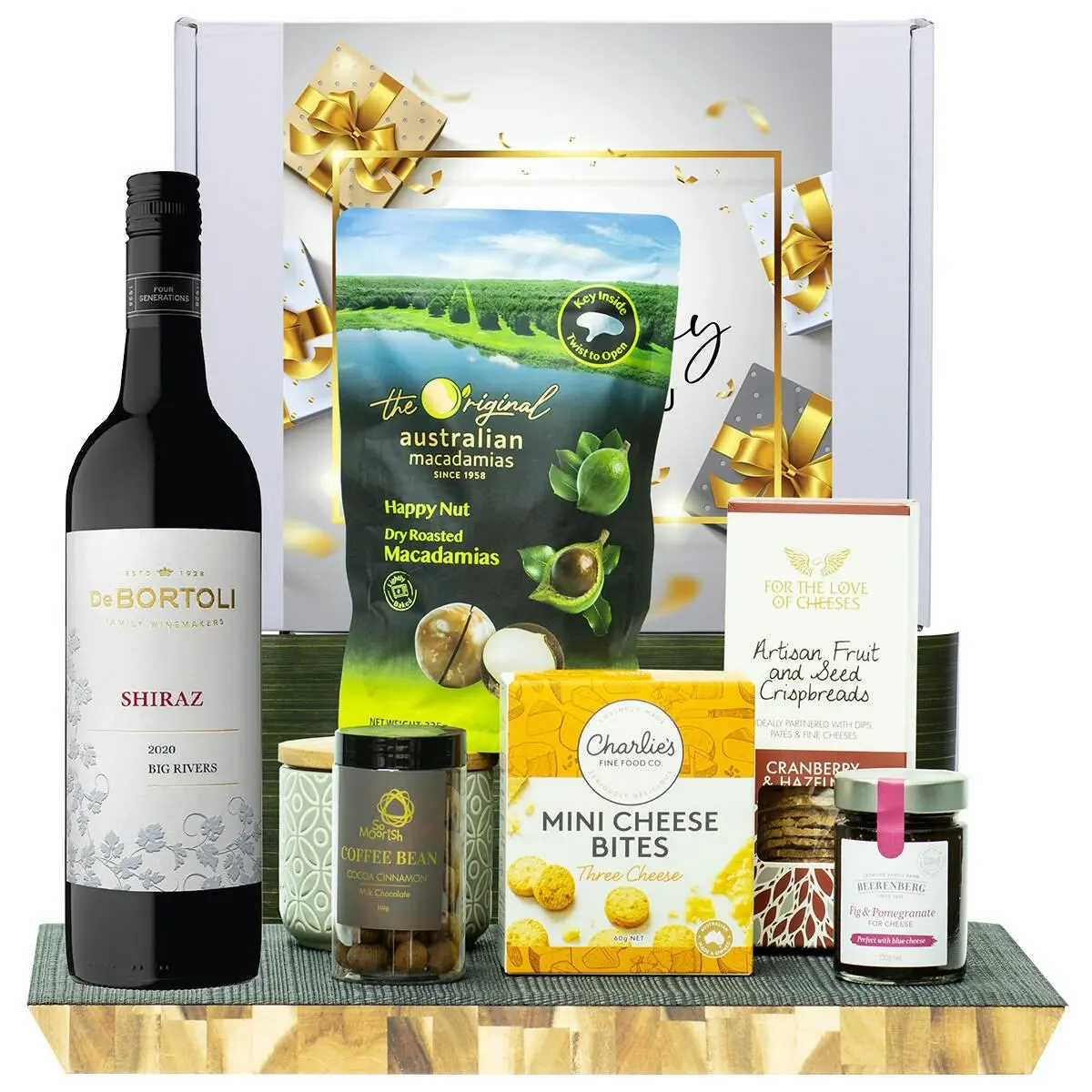 21921C Happy Birthday Gourmet Hamper with De Bortoli Big Rivers Shiraz