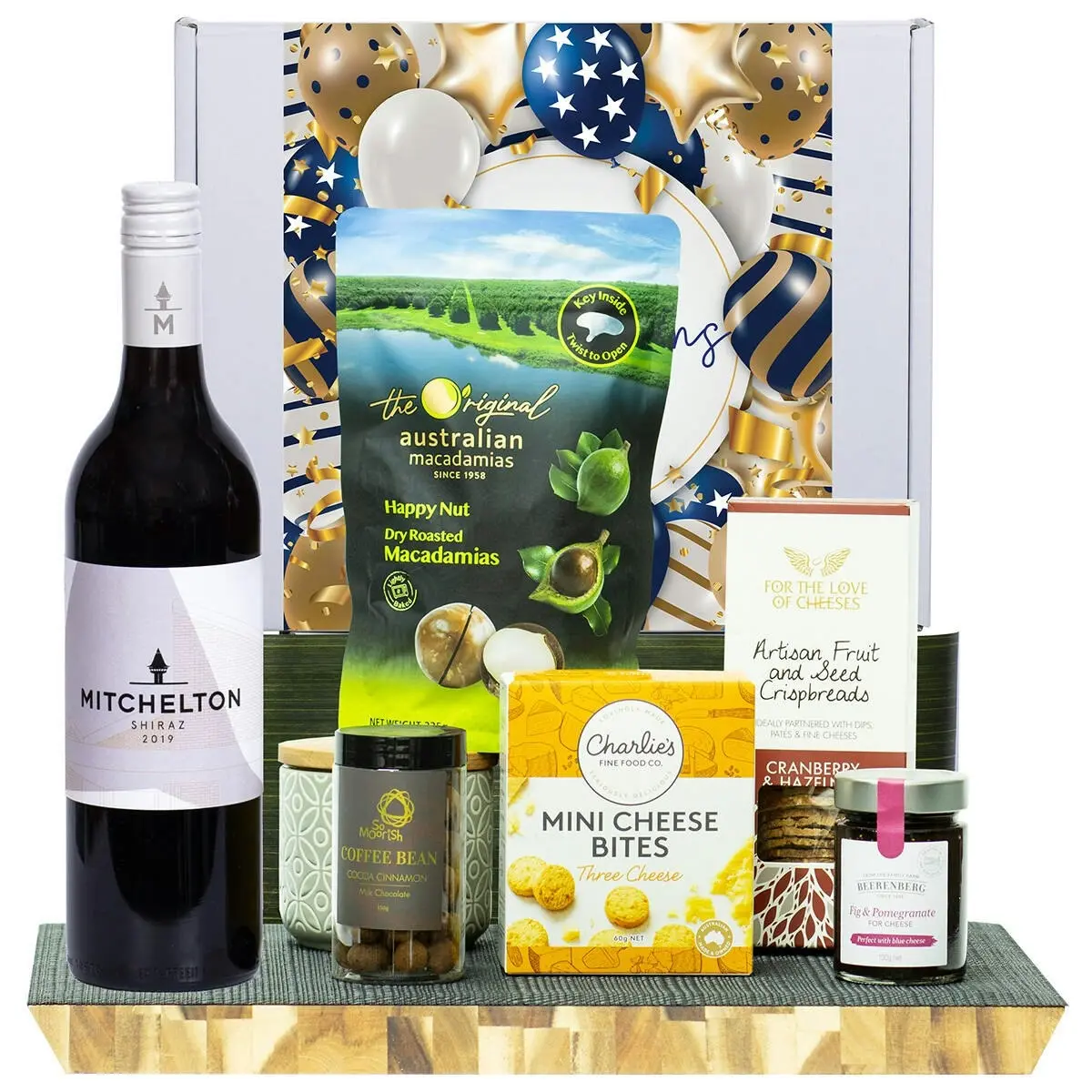 21951F Congratulations Gourmet Hamper with Mitchelton Shiraz