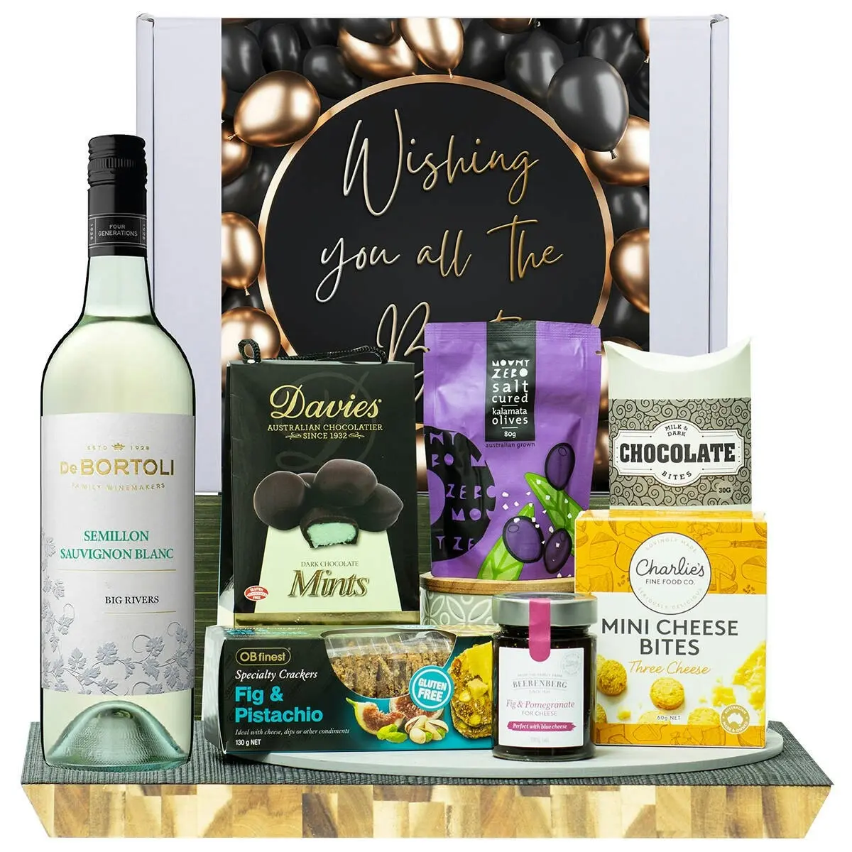 22222D All The Best Gourmet Hamper with De Bortoli Big Rivers Semillon Sauvignon Blanc