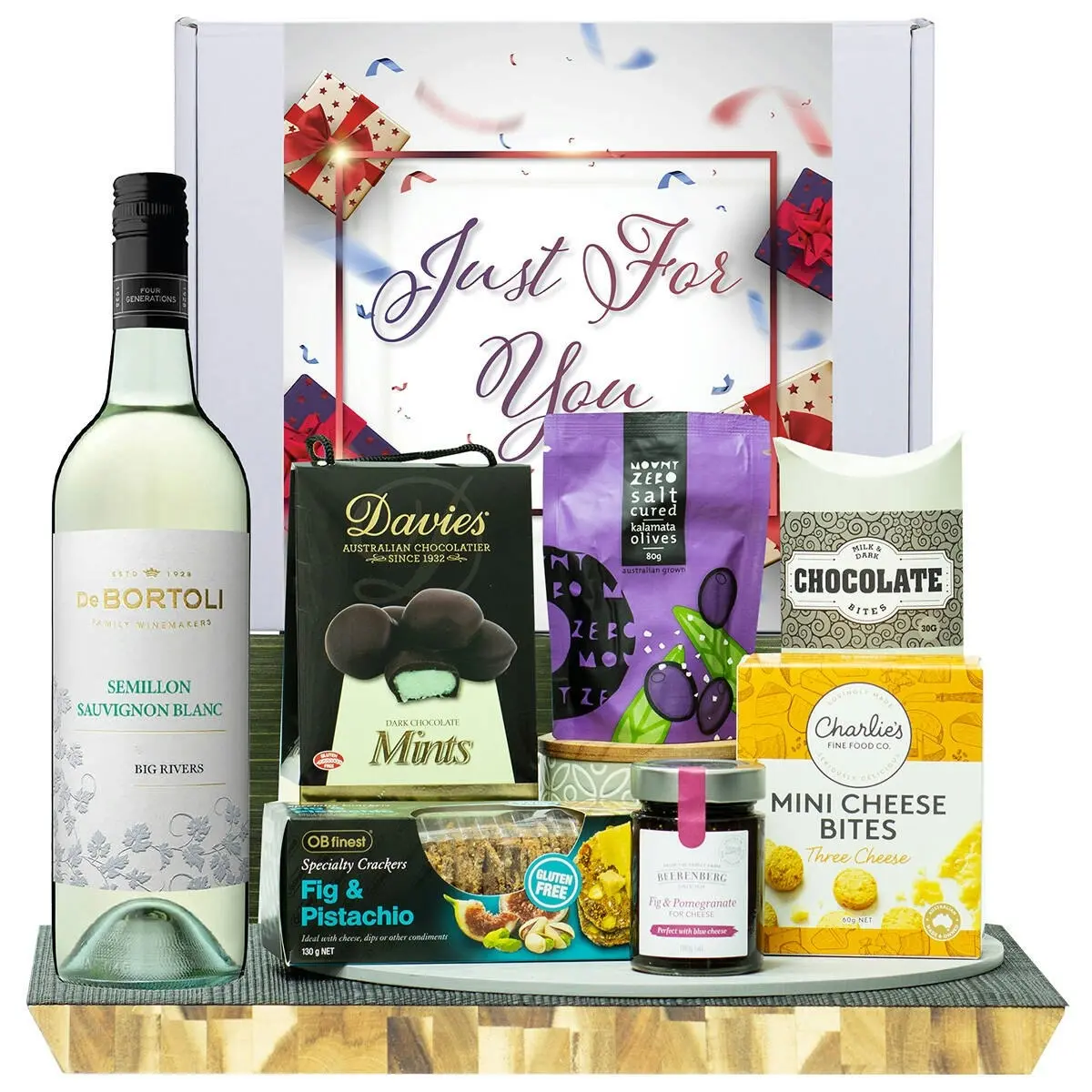 22222E Just For You Gourmet Hamper with De Bortoli Big Rivers Semillon Sauvignon Blanc