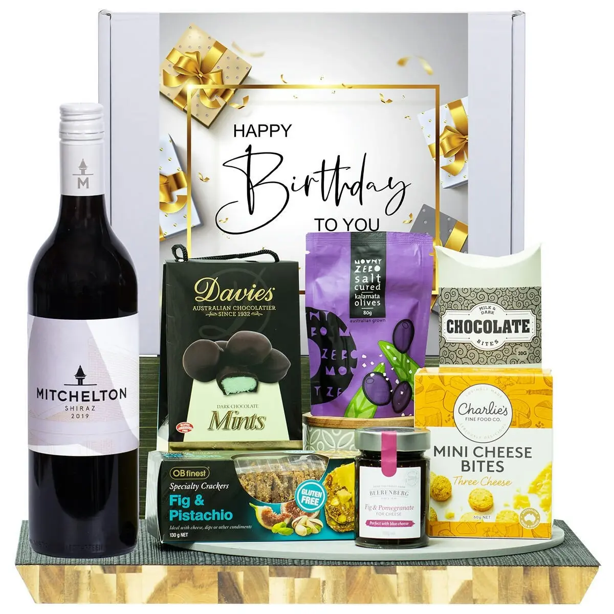 22251C Happy Birthday Gourmet Hamper with Mitchelton Shiraz