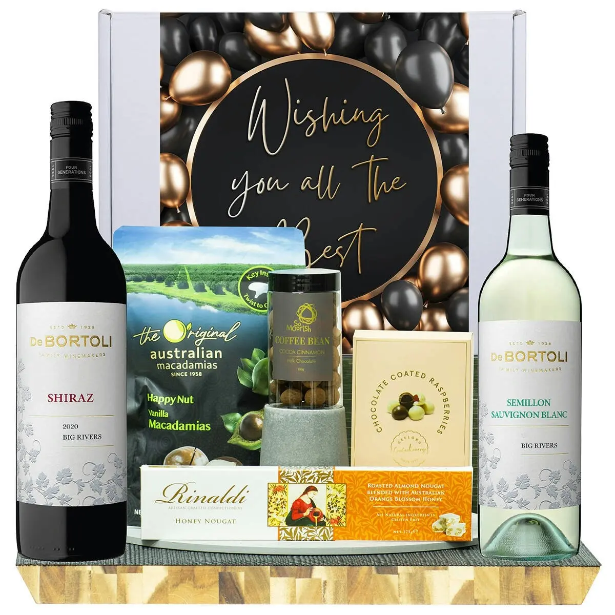 22423D All The Best Gourmet Hamper with De Bortoli Big Rivers Semillon Sauvignon Blanc