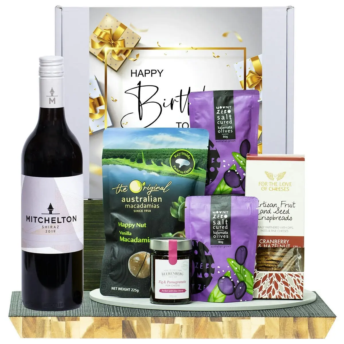 22851C Happy Birthday Gourmet Hamper with Mitchelton Shiraz