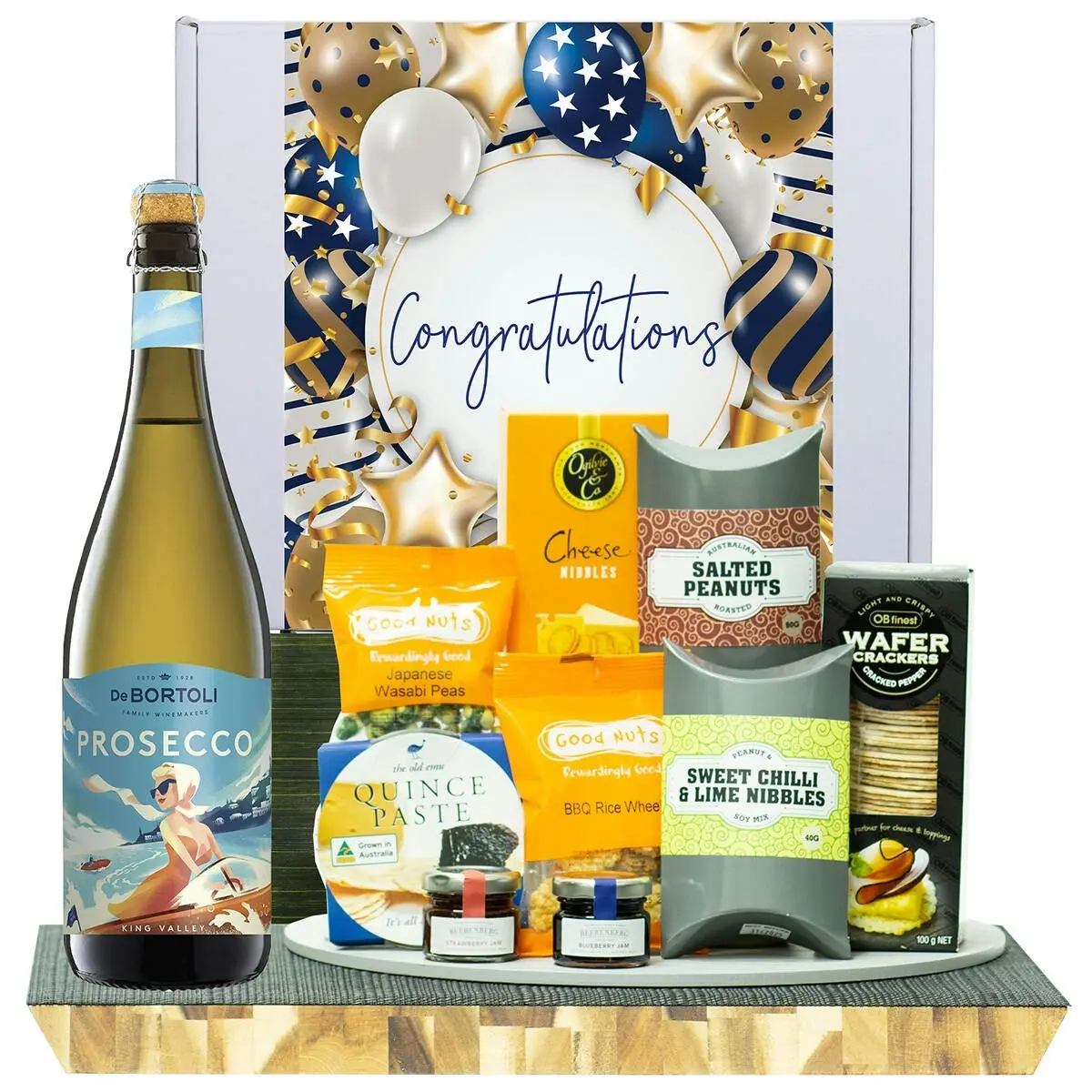 22937F Congratulations Gourmet Hamper with De Bortoli King Valley Prosecco