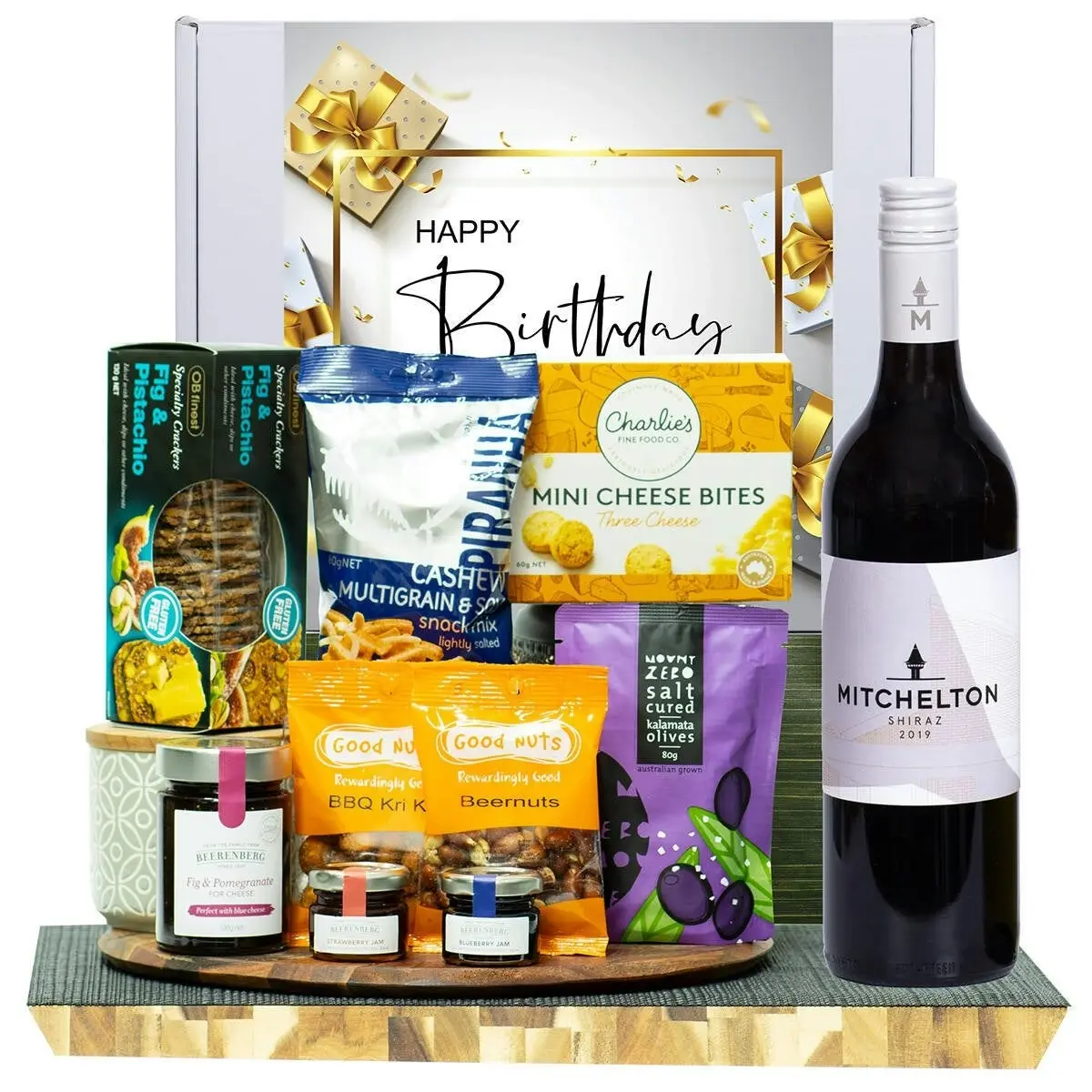 23251C Happy Birthday Gourmet Hamper with Mitchelton Shiraz